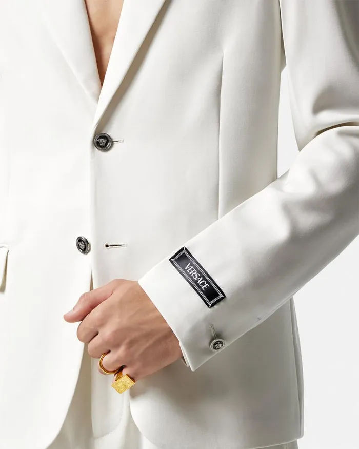 Versace Grain De Poudre SingleBreasted Blazer White Men Blazers and Suits Versace Grain De Poudre SingleBreasted Blazer White Men Blazers and Suits