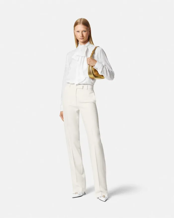 Versace Grain De Poudre StraightLeg Pants White Women Suits Versace Grain De Poudre StraightLeg Pants White Women Suits