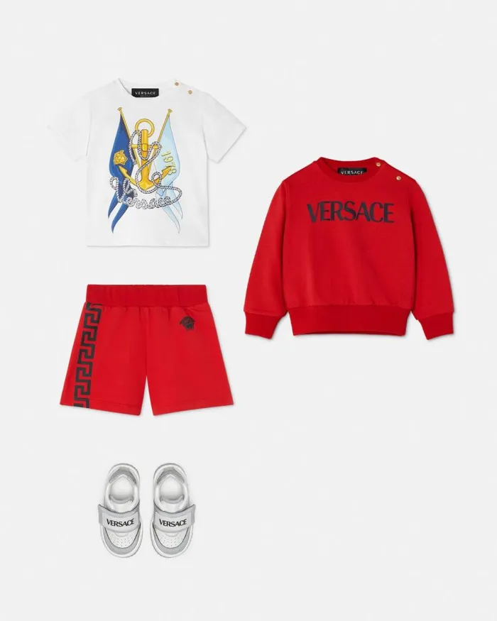 Versace Greca Baby Sweat Shorts Red Children Clothing Versace Greca Baby Sweat Shorts Red Children Clothing