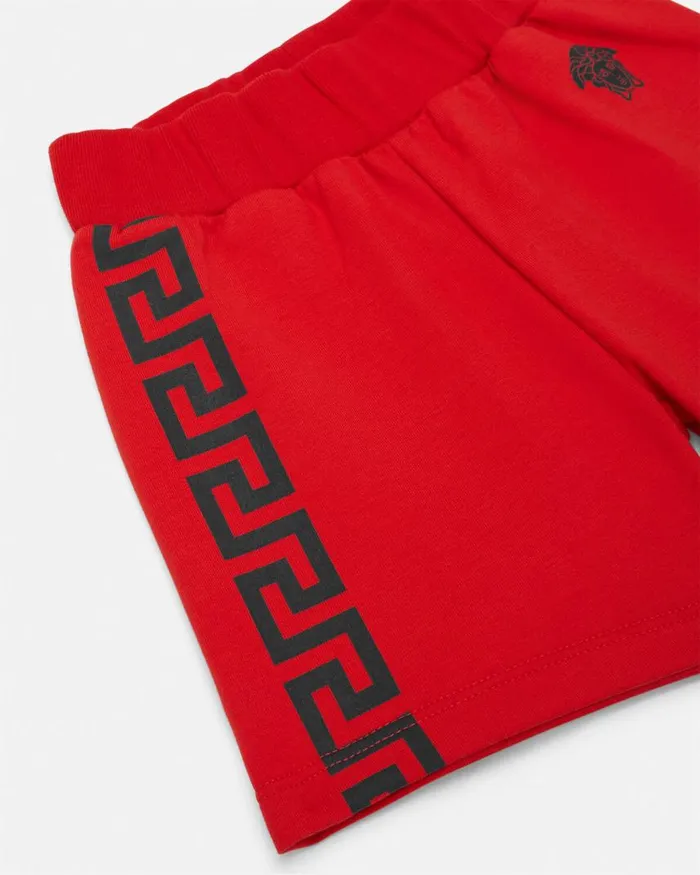 Versace Greca Baby Sweat Shorts Red Children Clothing Versace Greca Baby Sweat Shorts Red Children Clothing
