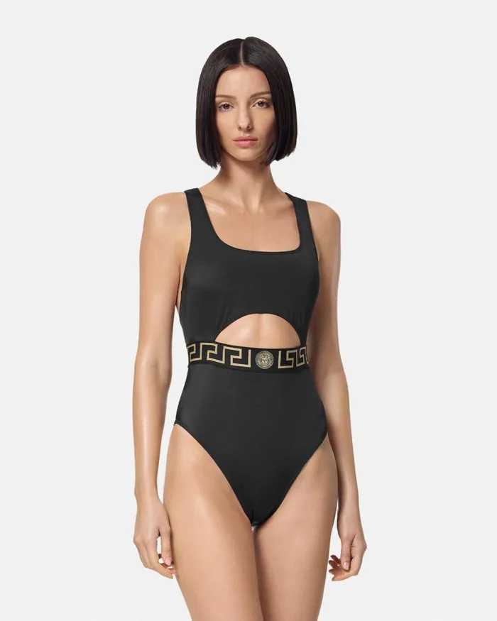 Versace Greca Border OnePiece Swimsuit Black Women Swimwear Versace Greca Border OnePiece Swimsuit Black Women Swimwear