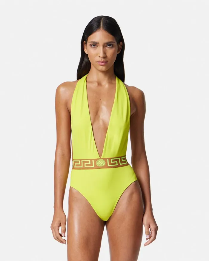 Versace Greca Border OnePiece Swimsuit Yellow Women Swimwear Versace Greca Border OnePiece Swimsuit Yellow Women Swimwear