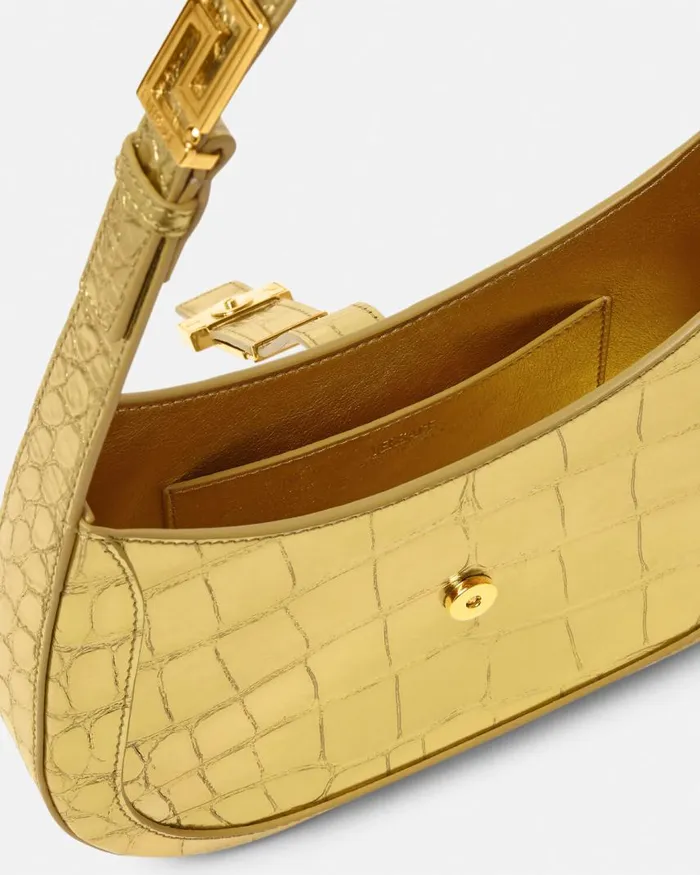 Versace Greca Goddess Metallic Small Hobo Bag Gold Women Shoulder and Crossbody Versace Greca Goddess Metallic Small Hobo Bag Gold Women Shoulder and Crossbody