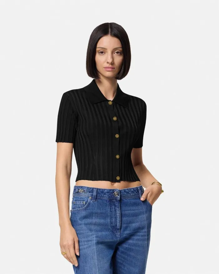 Versace Knit Shirt Black Women Knitwear Versace Knit Shirt Black Women Knitwear