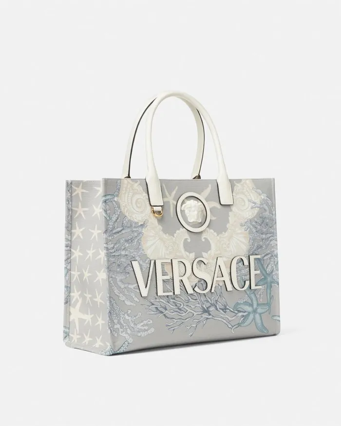 Versace La Medusa Barocco Sea Canvas Tote Bag Blueprint Women Totes Versace La Medusa Barocco Sea Canvas Tote Bag Blueprint Women Totes