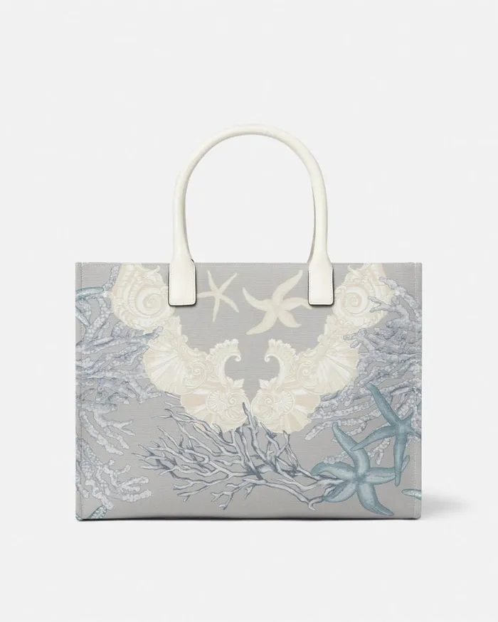 Versace La Medusa Barocco Sea Canvas Tote Bag Blueprint Women Totes Versace La Medusa Barocco Sea Canvas Tote Bag Blueprint Women Totes