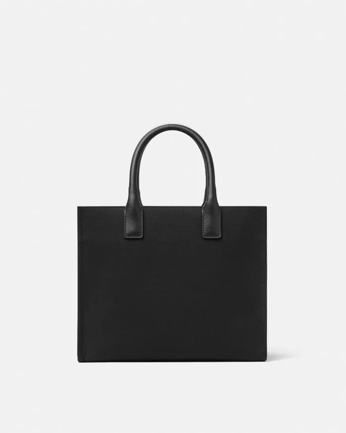 Versace La Medusa Canvas Small Tote Bag Blacksilver Women Totes Versace La Medusa Canvas Small Tote Bag Blacksilver Women Totes