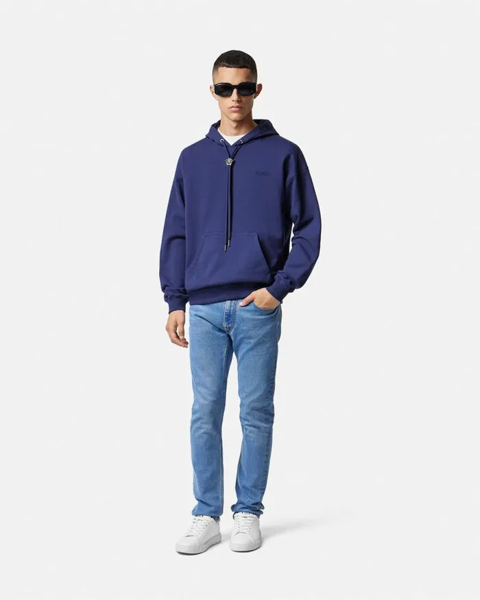 Versace La Medusa Hoodie Blue Men Sweatshirts Versace La Medusa Hoodie Blue Men Sweatshirts