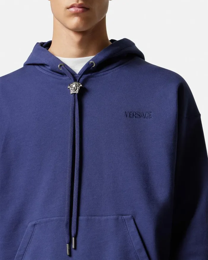 Versace La Medusa Hoodie Blue Men Sweatshirts Versace La Medusa Hoodie Blue Men Sweatshirts