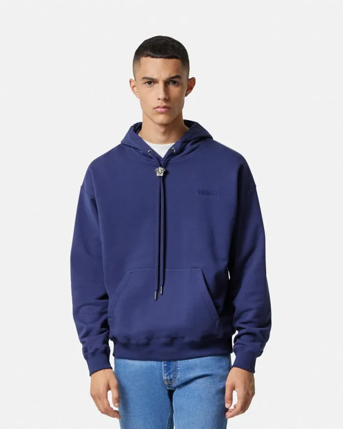 Versace La Medusa Hoodie Blue Men Sweatshirts Versace La Medusa Hoodie Blue Men Sweatshirts