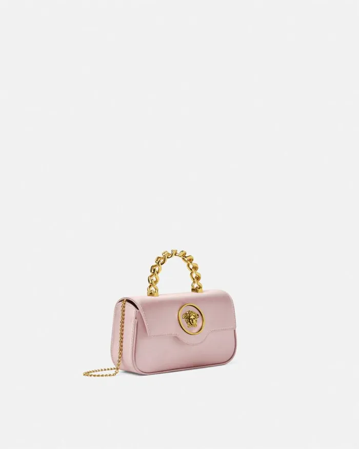 Versace La Medusa Satin Mini Bag Light Pink Women Top Handle Versace La Medusa Satin Mini Bag Light Pink Women Top Handle