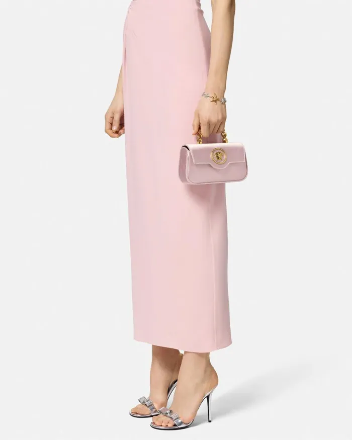 Versace La Medusa Satin Mini Bag Light Pink Women Top Handle Versace La Medusa Satin Mini Bag Light Pink Women Top Handle
