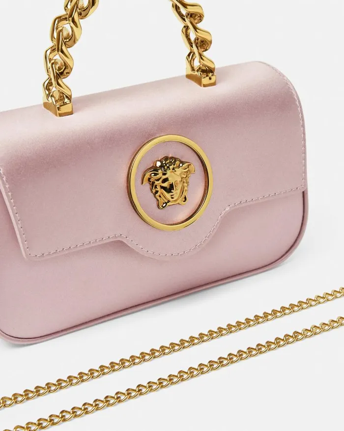 Versace La Medusa Satin Mini Bag Light Pink Women Top Handle Versace La Medusa Satin Mini Bag Light Pink Women Top Handle