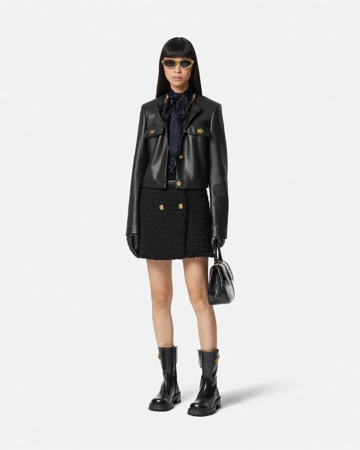 Versace Leather Cardigan Jacket Black Women Outerwear and Coats Versace Leather Cardigan Jacket Black Women Outerwear and Coats