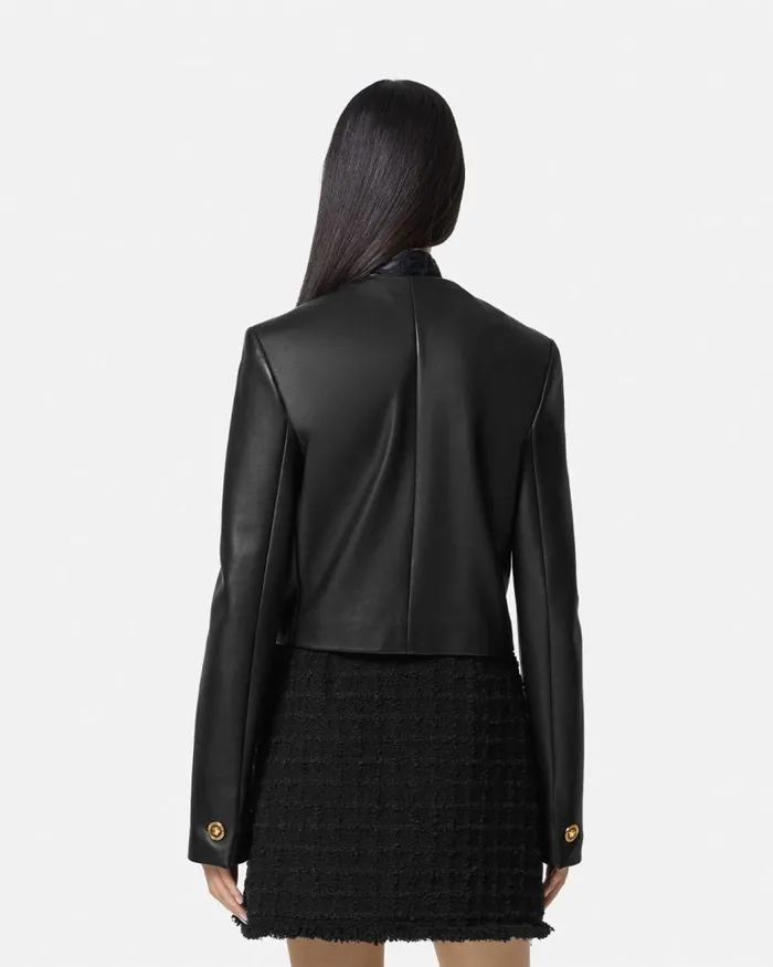 Versace Leather Cardigan Jacket Black Women Outerwear and Coats Versace Leather Cardigan Jacket Black Women Outerwear and Coats