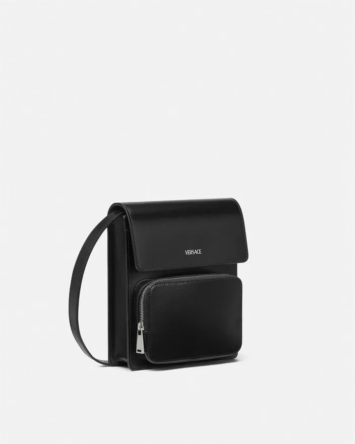 Versace Leather Crossbody Cargo Bag Blacksilver Men Crossbody and Messengers Versace Leather Crossbody Cargo Bag Blacksilver Men Crossbody and Messengers