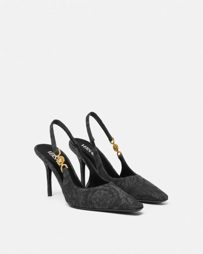 Versace Medusa 03995 Barocco Slingback Pumps 85 Mm Blackgold Women Pumps and Slingbacks Versace Medusa 03995 Barocco Slingback Pumps 85 Mm Blackgold Women Pumps and Slingbacks