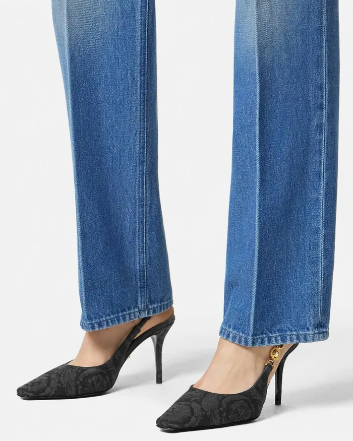 Versace Medusa 03995 Barocco Slingback Pumps 85 Mm Blackgold Women Pumps and Slingbacks Versace Medusa 03995 Barocco Slingback Pumps 85 Mm Blackgold Women Pumps and Slingbacks
