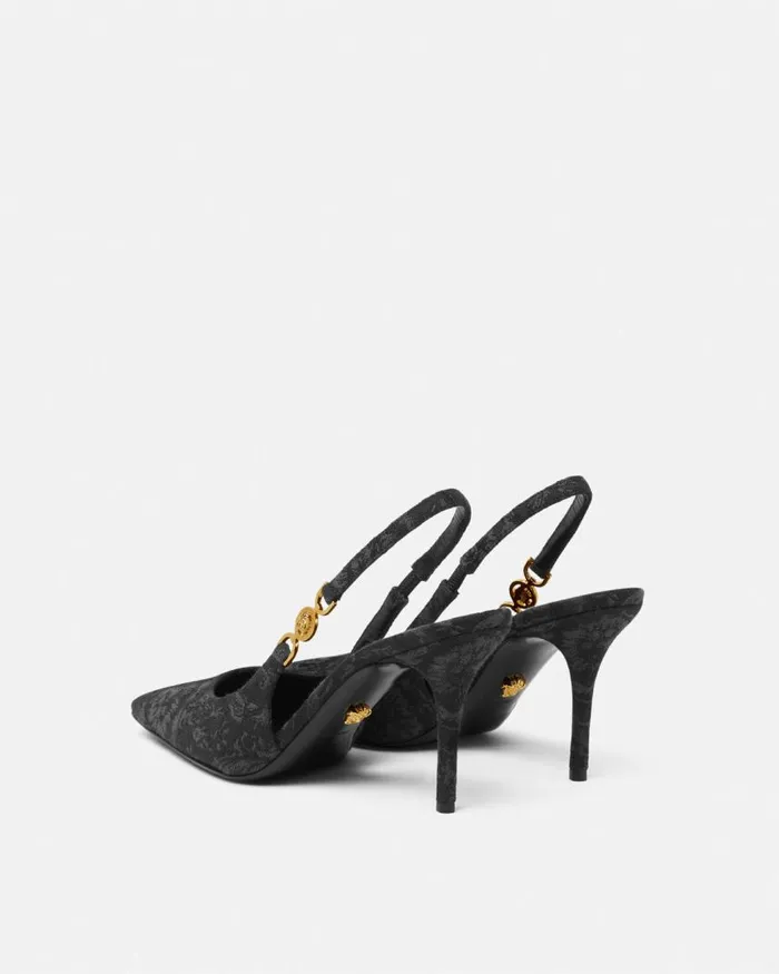 Versace Medusa 03995 Barocco Slingback Pumps 85 Mm Blackgold Women Pumps and Slingbacks Versace Medusa 03995 Barocco Slingback Pumps 85 Mm Blackgold Women Pumps and Slingbacks