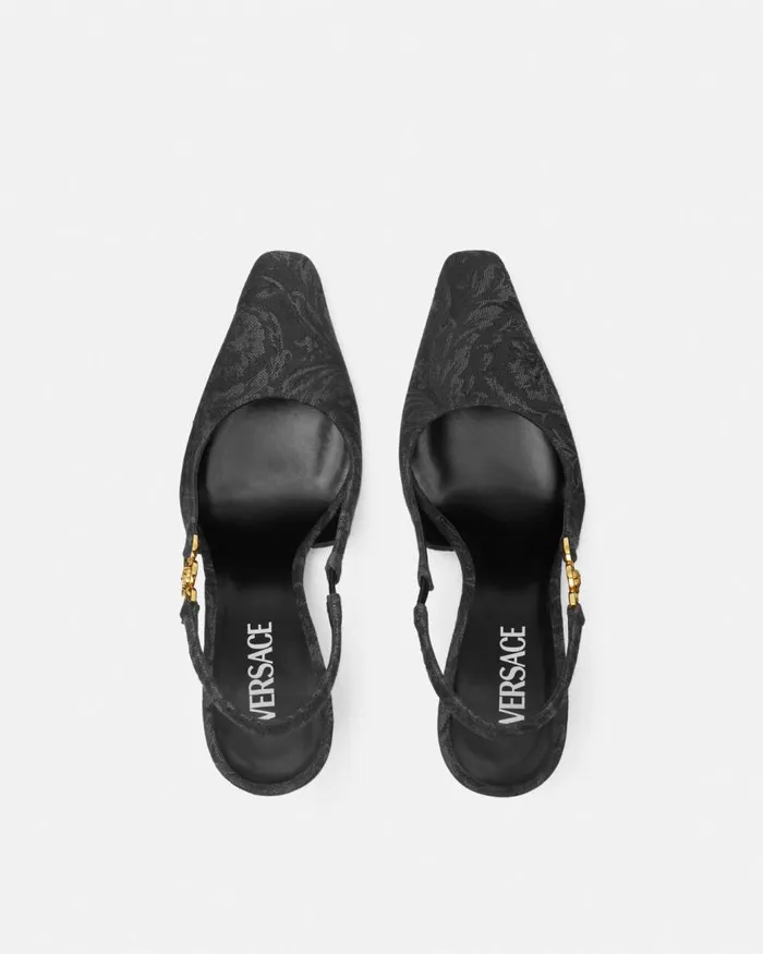 Versace Medusa 03995 Barocco Slingback Pumps 85 Mm Blackgold Women Pumps and Slingbacks Versace Medusa 03995 Barocco Slingback Pumps 85 Mm Blackgold Women Pumps and Slingbacks