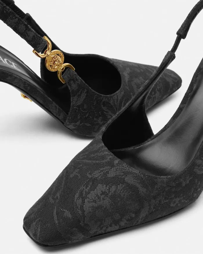 Versace Medusa 03995 Barocco Slingback Pumps 85 Mm Blackgold Women Pumps and Slingbacks Versace Medusa 03995 Barocco Slingback Pumps 85 Mm Blackgold Women Pumps and Slingbacks