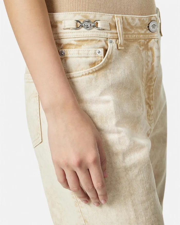 Versace Medusa 03995 Boyfriend Jeans Beige Women Pants and Shorts Versace Medusa 03995 Boyfriend Jeans Beige Women Pants and Shorts