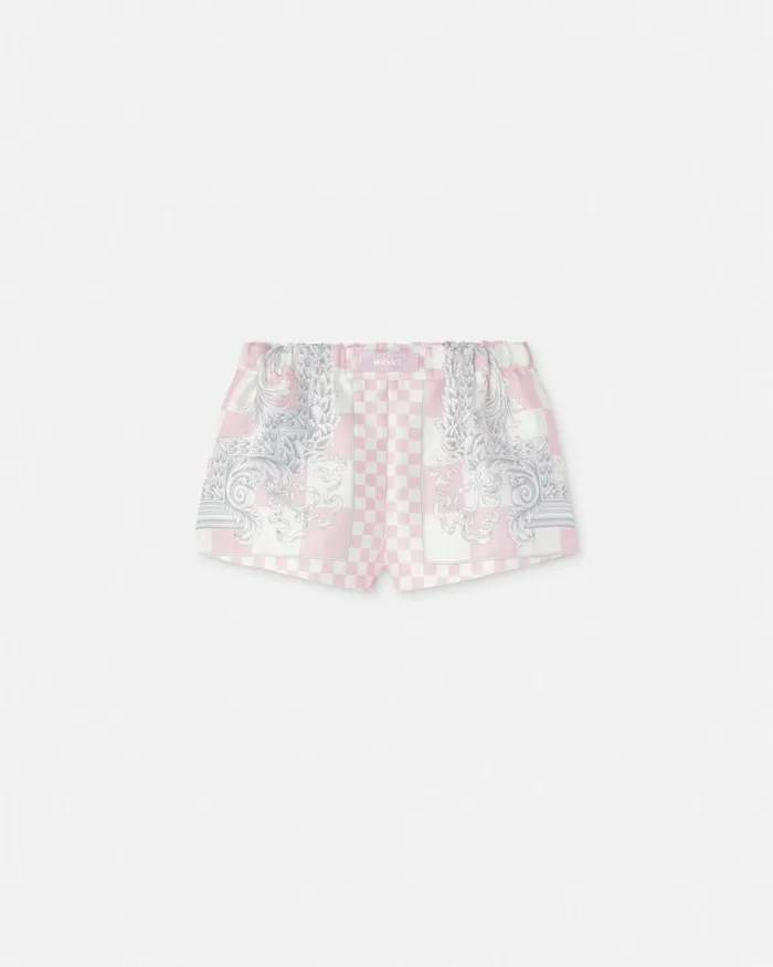 Versace Medusa Contrasto Duchesse Boxer Shorts Pinkprint Women Pants and Shorts