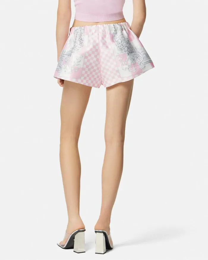 Versace Medusa Contrasto Duchesse Boxer Shorts Pinkprint Women Pants and Shorts Versace Medusa Contrasto Duchesse Boxer Shorts Pinkprint Women Pants and Shorts