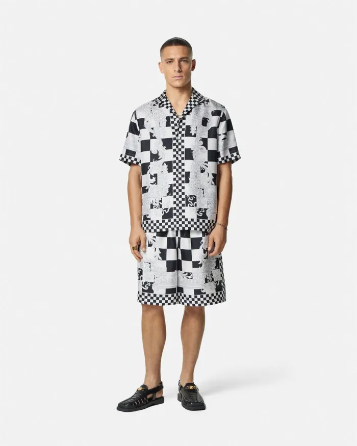 Versace Medusa Contrasto Silk Shirt Blackprint Men Shirts Versace Medusa Contrasto Silk Shirt Blackprint Men Shirts
