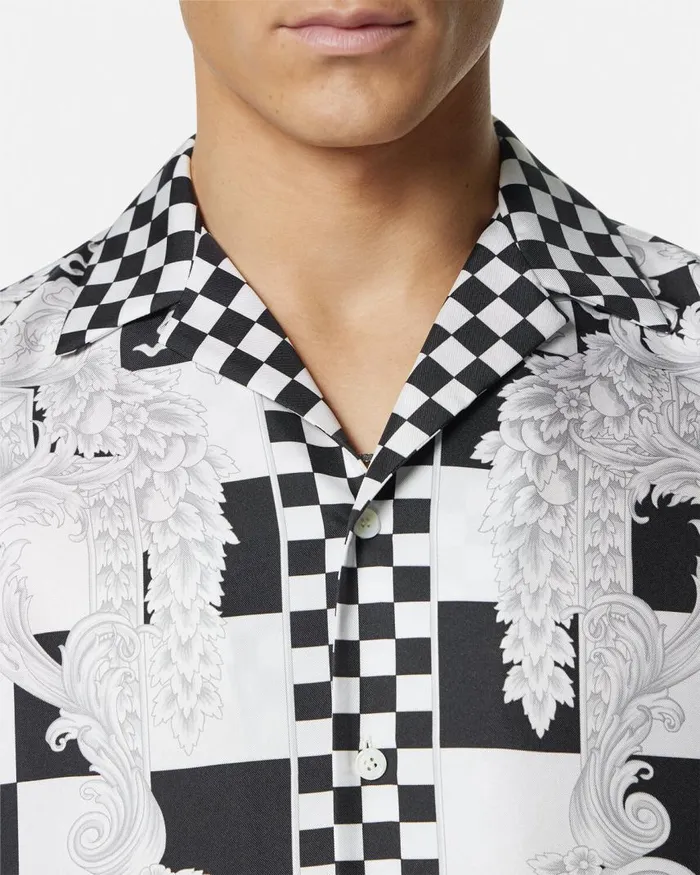 Versace Medusa Contrasto Silk Shirt Blackprint Men Shirts Versace Medusa Contrasto Silk Shirt Blackprint Men Shirts