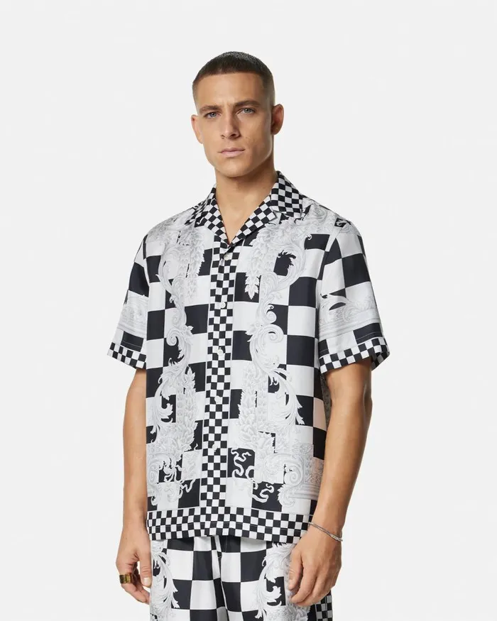 Versace Medusa Contrasto Silk Shirt Blackprint Men Shirts Versace Medusa Contrasto Silk Shirt Blackprint Men Shirts