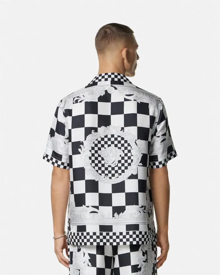 Versace Medusa Contrasto Silk Shirt Blackprint Men Shirts Versace Medusa Contrasto Silk Shirt Blackprint Men Shirts