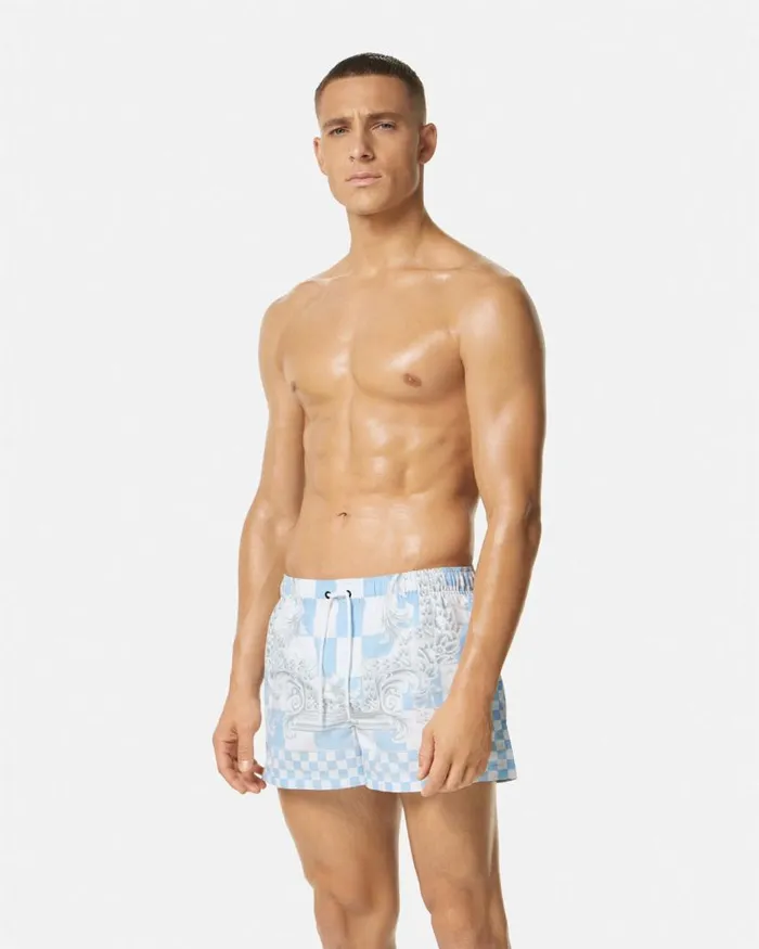 Versace Medusa Contrasto Swim Shorts Blueprint Men Swimwear Versace Medusa Contrasto Swim Shorts Blueprint Men Swimwear