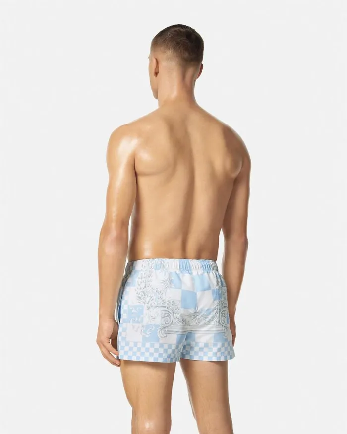 Versace Medusa Contrasto Swim Shorts Blueprint Men Swimwear Versace Medusa Contrasto Swim Shorts Blueprint Men Swimwear