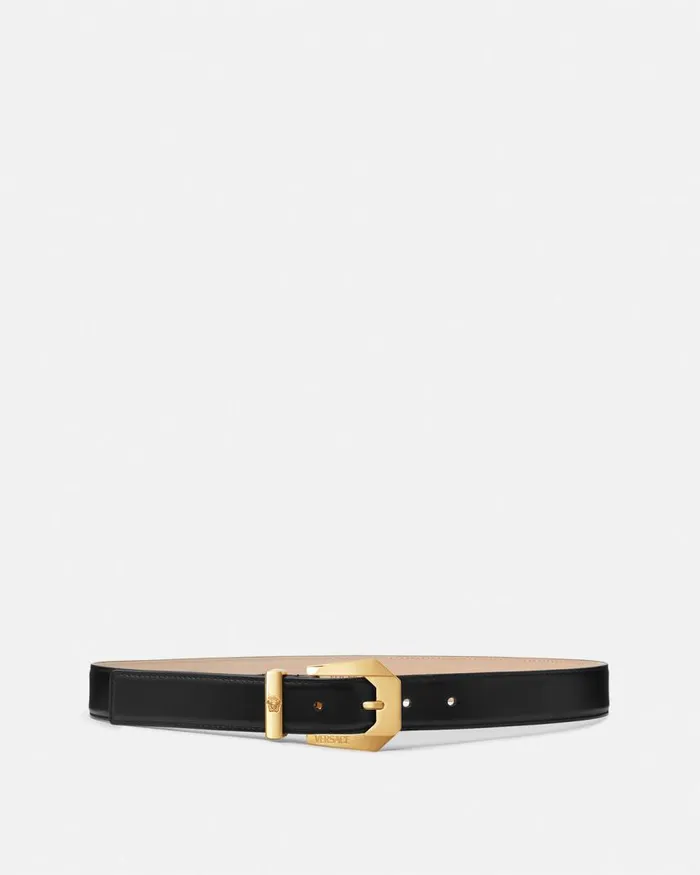 Versace Medusa Heritage Leather Belt 3 Cm Blackgold Women Belts