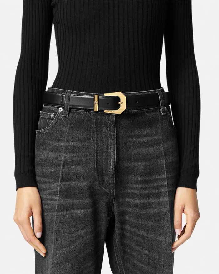 Versace Medusa Heritage Leather Belt 3 Cm Blackgold Women Belts Versace Medusa Heritage Leather Belt 3 Cm Blackgold Women Belts