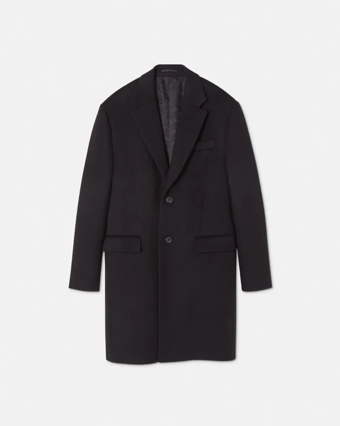 Versace SingleBreasted Coat Black Men Jackets and Coats