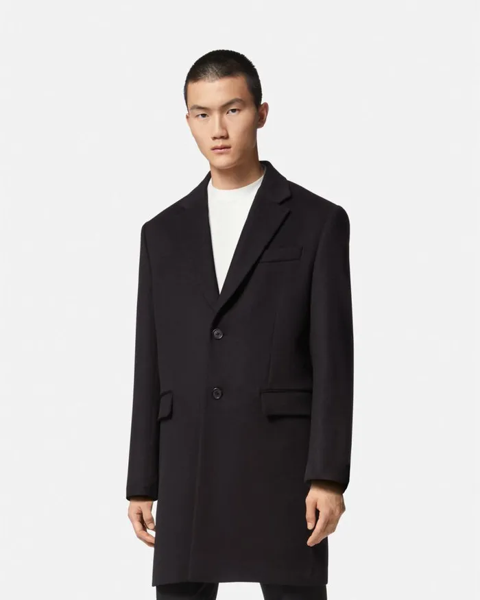 Versace SingleBreasted Coat Black Men Jackets and Coats Versace SingleBreasted Coat Black Men Jackets and Coats