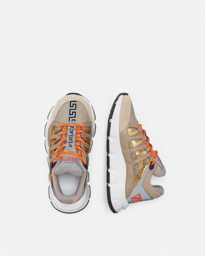 Versace Trigreca Kids Sneakers Beige Children Shoes Versace Trigreca Kids Sneakers Beige Children Shoes