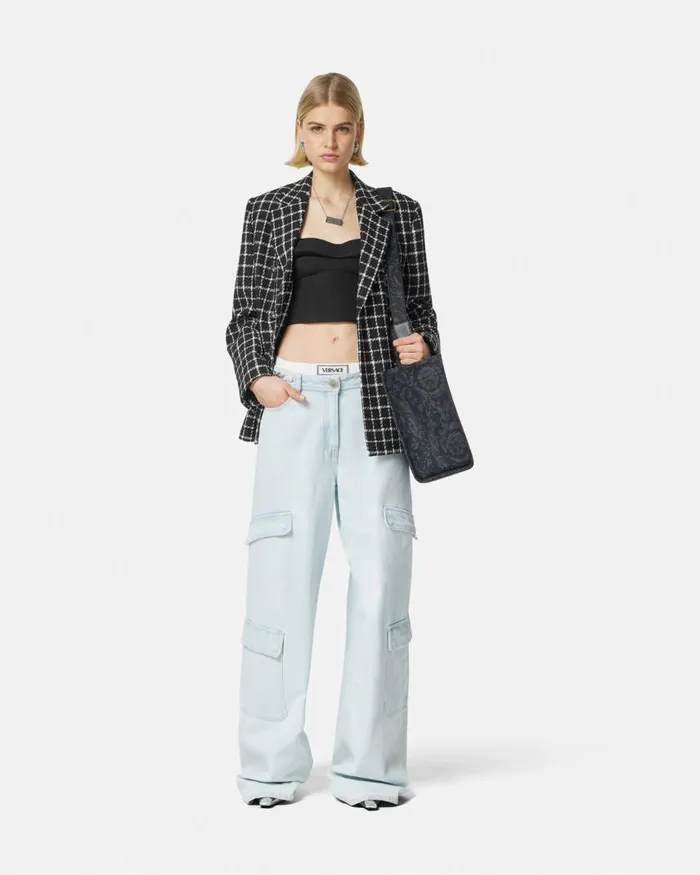 Versace Tweed Slim Masculine Blazer Black Women Blazer and Jackets Versace Tweed Slim Masculine Blazer Black Women Blazer and Jackets