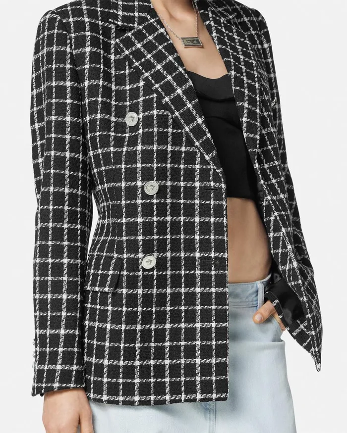 Versace Tweed Slim Masculine Blazer Black Women Blazer and Jackets Versace Tweed Slim Masculine Blazer Black Women Blazer and Jackets