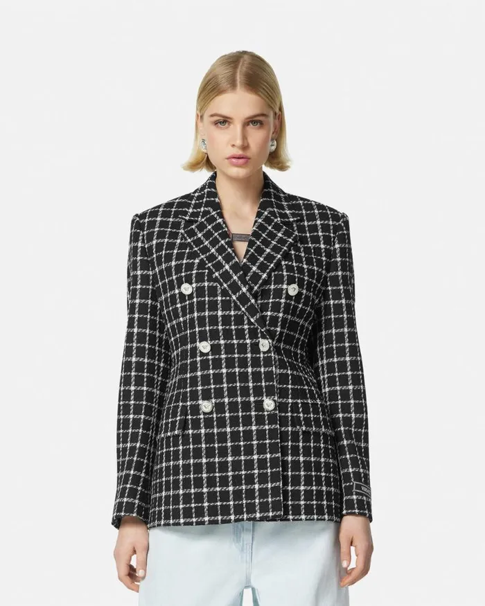 Versace Tweed Slim Masculine Blazer Black Women Blazer and Jackets Versace Tweed Slim Masculine Blazer Black Women Blazer and Jackets