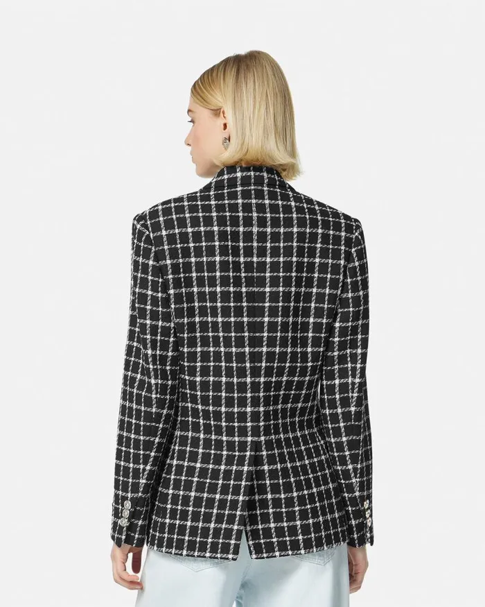 Versace Tweed Slim Masculine Blazer Black Women Blazer and Jackets Versace Tweed Slim Masculine Blazer Black Women Blazer and Jackets