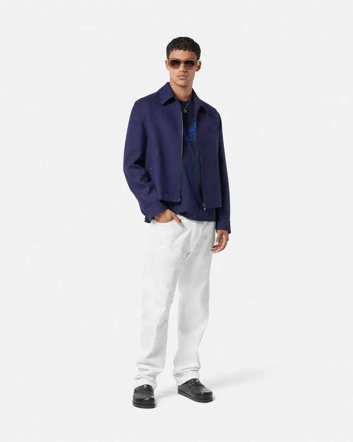 Versace Versace Cartouche Tshirt Blue Men TShirts and Polos Versace Versace Cartouche Tshirt Blue Men TShirts and Polos