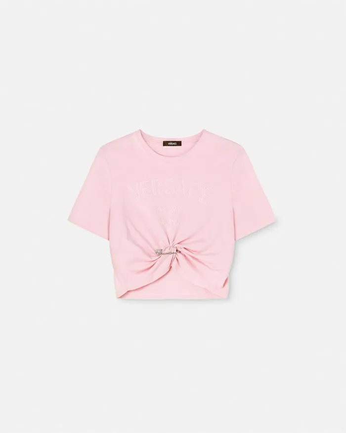 Versace Versace Milano Stamp Crop TShirt Light Pink Women TShirts and Sweatshirts