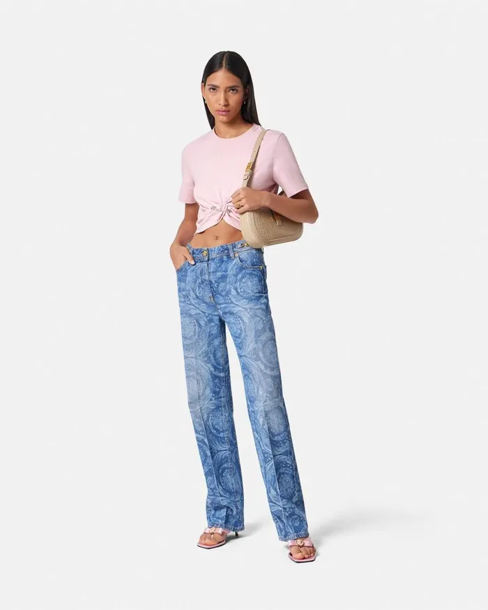 Versace Versace Milano Stamp Crop TShirt Light Pink Women TShirts and Sweatshirts Versace Versace Milano Stamp Crop TShirt Light Pink Women TShirts and Sweatshirts