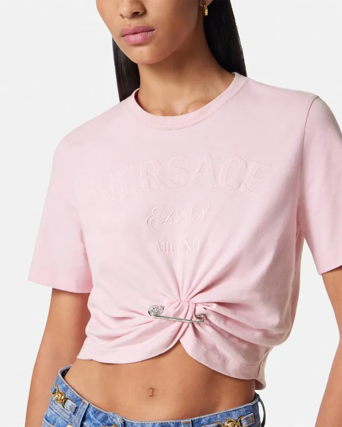 Versace Versace Milano Stamp Crop TShirt Light Pink Women TShirts and Sweatshirts Versace Versace Milano Stamp Crop TShirt Light Pink Women TShirts and Sweatshirts