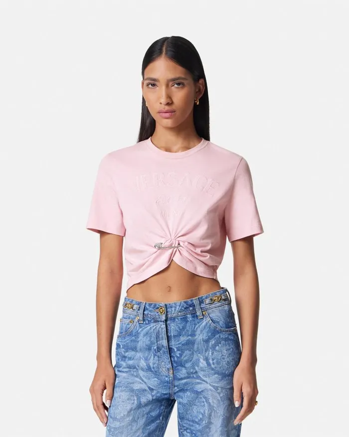 Versace Versace Milano Stamp Crop TShirt Light Pink Women TShirts and Sweatshirts Versace Versace Milano Stamp Crop TShirt Light Pink Women TShirts and Sweatshirts
