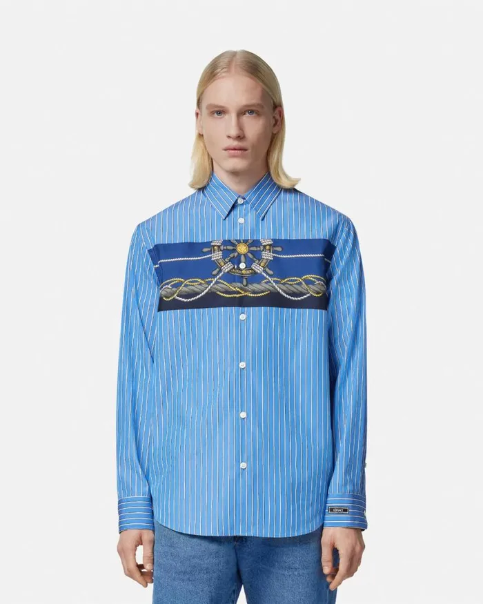 Versace Versace Nautical Striped Shirt Blueprint Men Shirts Versace Versace Nautical Striped Shirt Blueprint Men Shirts