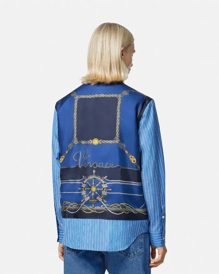 Versace Versace Nautical Striped Shirt Blueprint Men Shirts Versace Versace Nautical Striped Shirt Blueprint Men Shirts